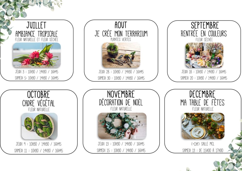 Programme des cours d'art floral